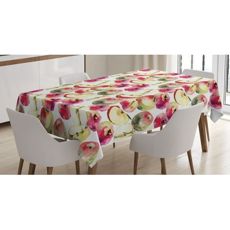 

Apple Tablecloth Quartered and Halved Apples with Flatter Smaller Saturn Peaches Summer Season Fruits Rectangular Table Cover for Dining Room Kitchen 60 X 90 Inches Multicolor by Ambesonne