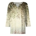 thumbnail image 4 of Womens 3/4 Length Sleeve Tops Casual Henley Summer Shirts Loose Fit Three Quarter Length Sleeve Blouses, 4 of 5