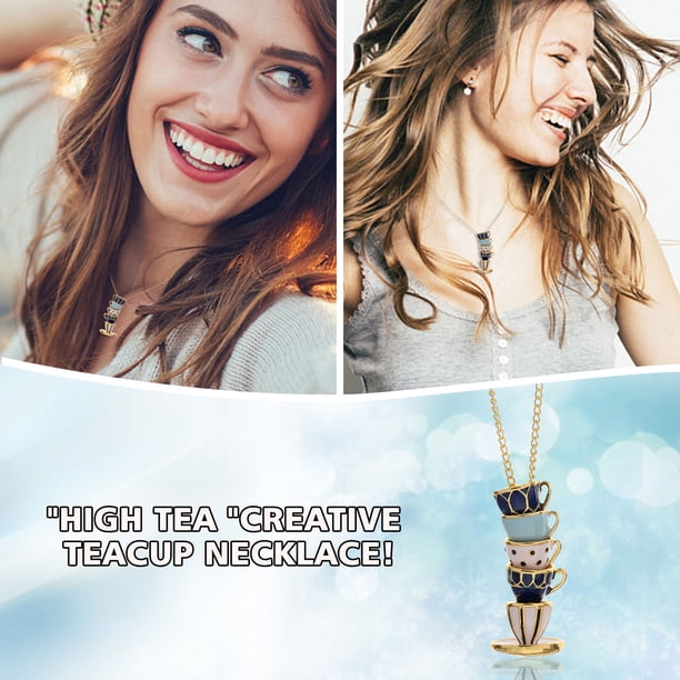 Collar para mujer, joyería para mujer, hermosa nueva tendencia de moda, collar de taza de té, regalo, collar de taza