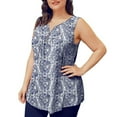 thumbnail image 2 of Birdeem Plus Size Womens Tank Summer Printed Sleeveless Flared Trendy Casual Blouse Button Tunic Shirt Tops, 2 of 6