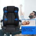 thumbnail image 3 of BestOffice Ergonomic Office Chair PU Leather Task Rolling Swivel Stool High, Lumbar Support Armrest for Women, Men, Black, 3 of 7