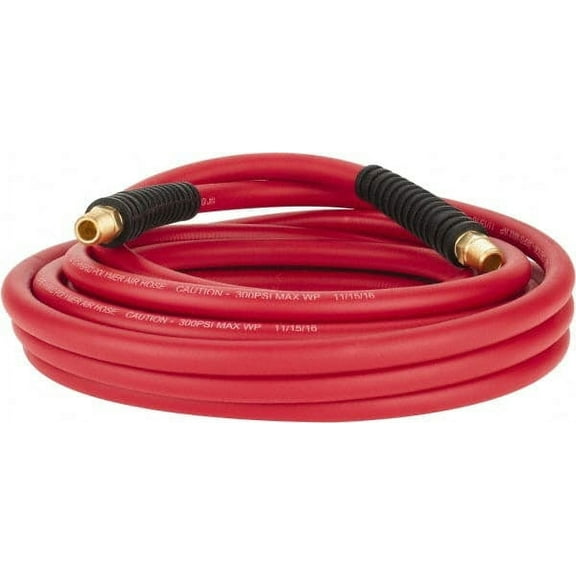 PRO-SOURCE 1/4" ID x 0.4921" OD 25' Long Multipurpose Air Hose MNPT x MNPT Ends, 300 Working psi, -40 to 180°F, 1/4" Fitting, Red