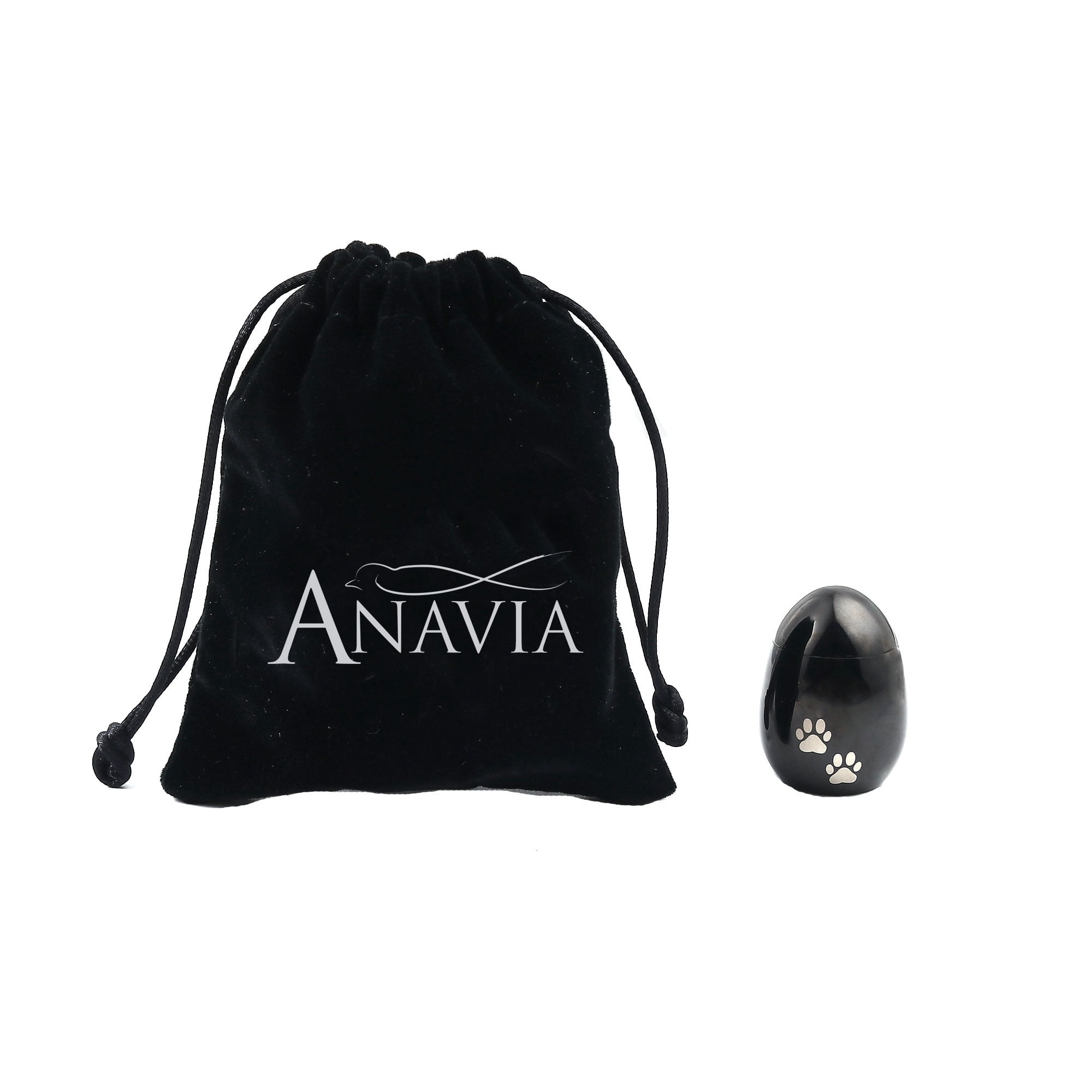 Mini Waterproof Stainless Steel Small Black Pet Cremation Urn for Ashes Holder Handcrafted Paw Print Memorial Dog Ash Container Keepsake with Free Gift Pouch