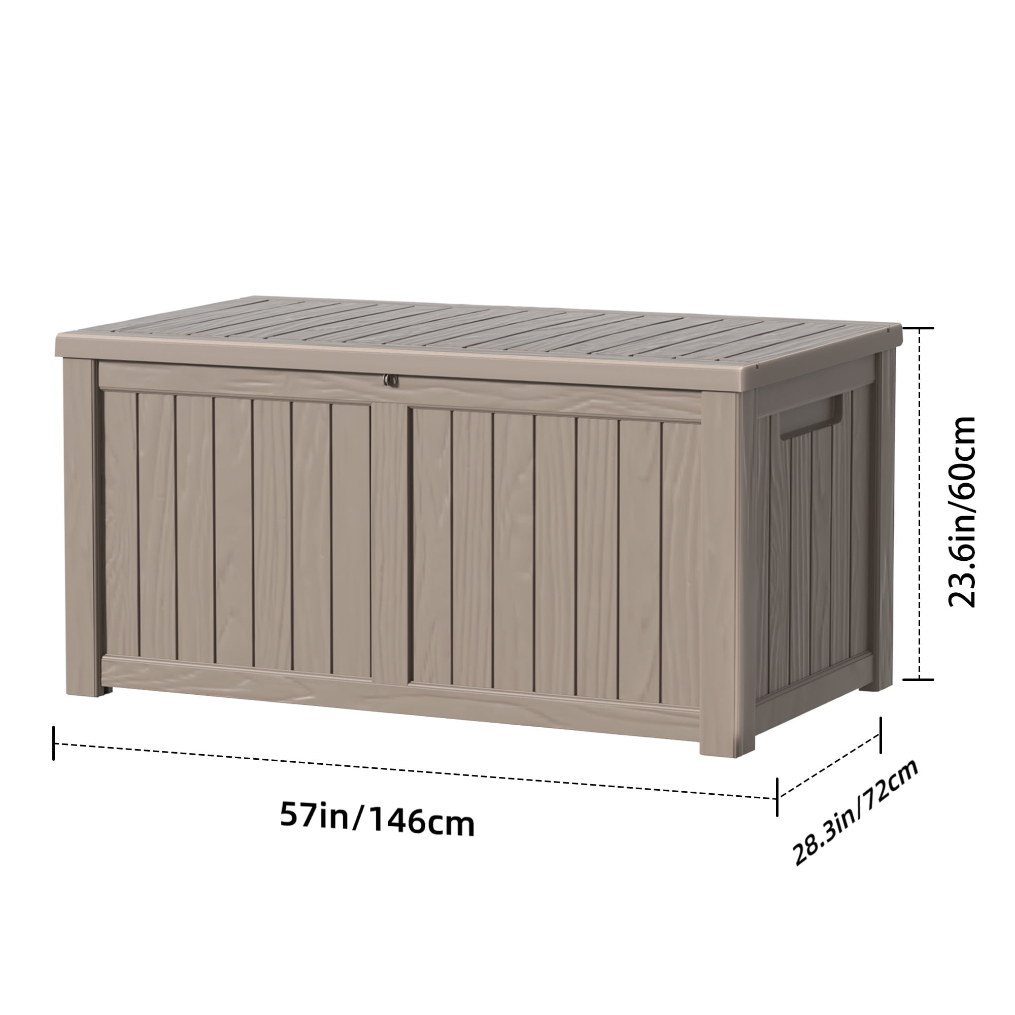 MAYEERTY 120 Gallon Outdoor Deck Box, Large Capacity Storage Box for Patio Furniture Cushions, Pillow with Wheels, Light Brown