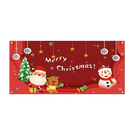

70 .8X 157.4 Inches Merry Christmas Holiday Banner Garage Door Cover Mural Winter Snowman Santa Outdoor Large Door Cover Decoration Indoor And Outdoor Christmas Holiday Decoration