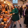 thumbnail image 2 of Agnes Orinda Women's Plus Size Halloween Outfits Cable Knit Plaid Babydoll Dress Crew Neck Puff Long Sleeve Patchwork 2 In 1 Contrast Christmas Casual Dresses with Pocket 1X Green, 2 of 8