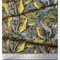 thumbnail image 2 of Soimoi Brown polyester Crepe Fabric Leaves & Floral Decor Fabric Printed BTY 42 Inch Wide, 2 of 3