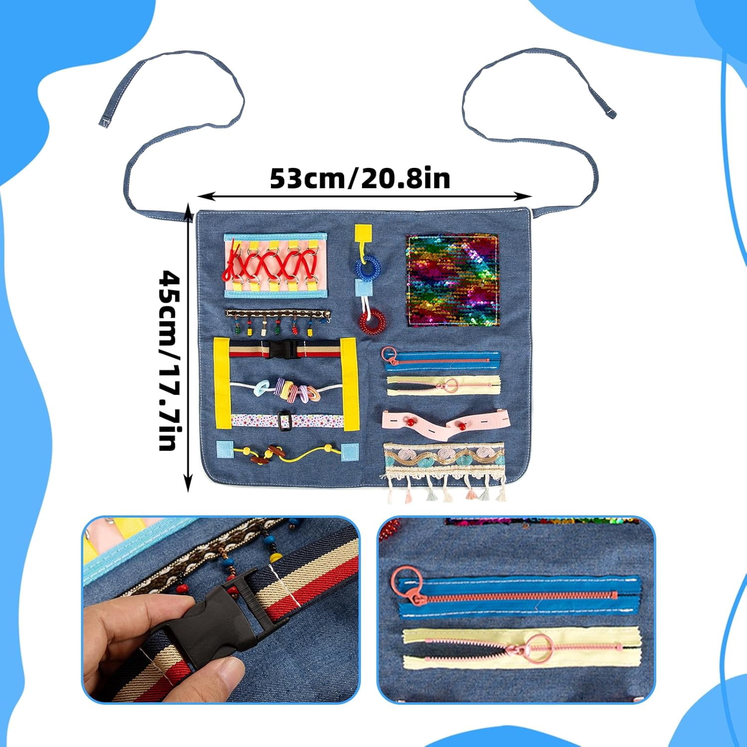 AMQTSLM Fidget Apron for Elderly, Fidget Blanket for Adults with Dementia, Dementia Products for Elderly, Sensory Blanket for Dementia Patients or Alzheimer