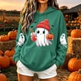 thumbnail image 2 of Halloween Oversized Sweatshirt for Women Lightweight Pullover Cute Print Hoodies with Kangaroo Pocket Funny Long Sleeve Tops, 2 of 7