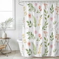 thumbnail image 6 of Pink Green Botanical Shower Curtain Set - Small 36" x 72" Washable Bathtub Curtain with 12 Hooks, Spring Watercolor Floral Leaf Plant Waterproof Fabric Stall Shower Curtains for Bathroom Décor, 6 of 6