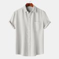 thumbnail image 2 of Shirts for men Casual Solid Turndown Short Sleeve Button Closure Shirt Hawaii Blouse, 2 of 9