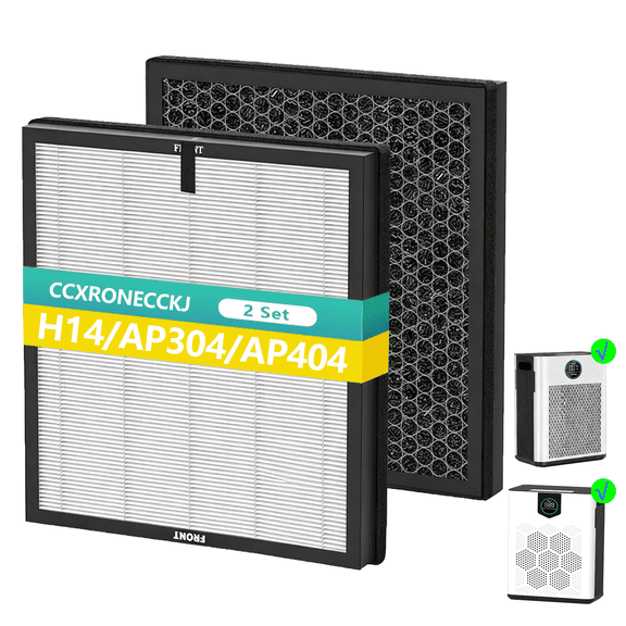 2 pack AP304 Replacement Filter Compatible with AIRFIRE AP304 AP404 Air Purifier, and for DAYETTE, JOWSET, FRESHDEW AP303/ AP304 Air Purifier, H14 HEPA Activated Carbon Filter, white