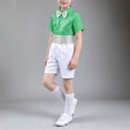thumbnail image 5 of ZACPNCV Boys Sequined Formal Performance Outfit Set Short Sleeve Collared Top with Rhinestone Waistband Shorts Kids Stage Show Clothing Set 3-4Years A-Green, 5 of 7
