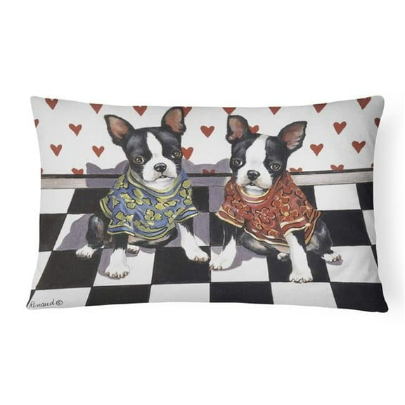 12 x 3 x 16 in. Boston Terrier Puppy Love Canvas Fabric Decorative Pillow