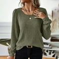 thumbnail image 2 of HAiming Women's Ribbed Knit Shirts Solid Color Round Neck Long Sleeve Tops Fall Winter Casual Loose Pullover Blouse, 2 of 9