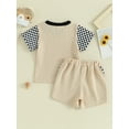 thumbnail image 4 of Suealasg Toddler Boy Summer Clothes Set 6M 1T 2T 3T Short Sleeve Checkerboard Print T-shirt Tops and Shorts 2Pcs Beach Causal Clothing for Baby Boy, 4 of 9