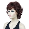 thumbnail image 3 of Short Curly Wigs Soft Shaggy Layered Classic Cap Full Synthetic Wigs for Women，12" Dark Auburn, 3 of 8