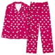 thumbnail image 5 of Pijama informal de manga larga con estampado para mujer, traje de pijama con solapa holgada y bolsillo con botones, top y pantalones de poliéster., 5 of 7