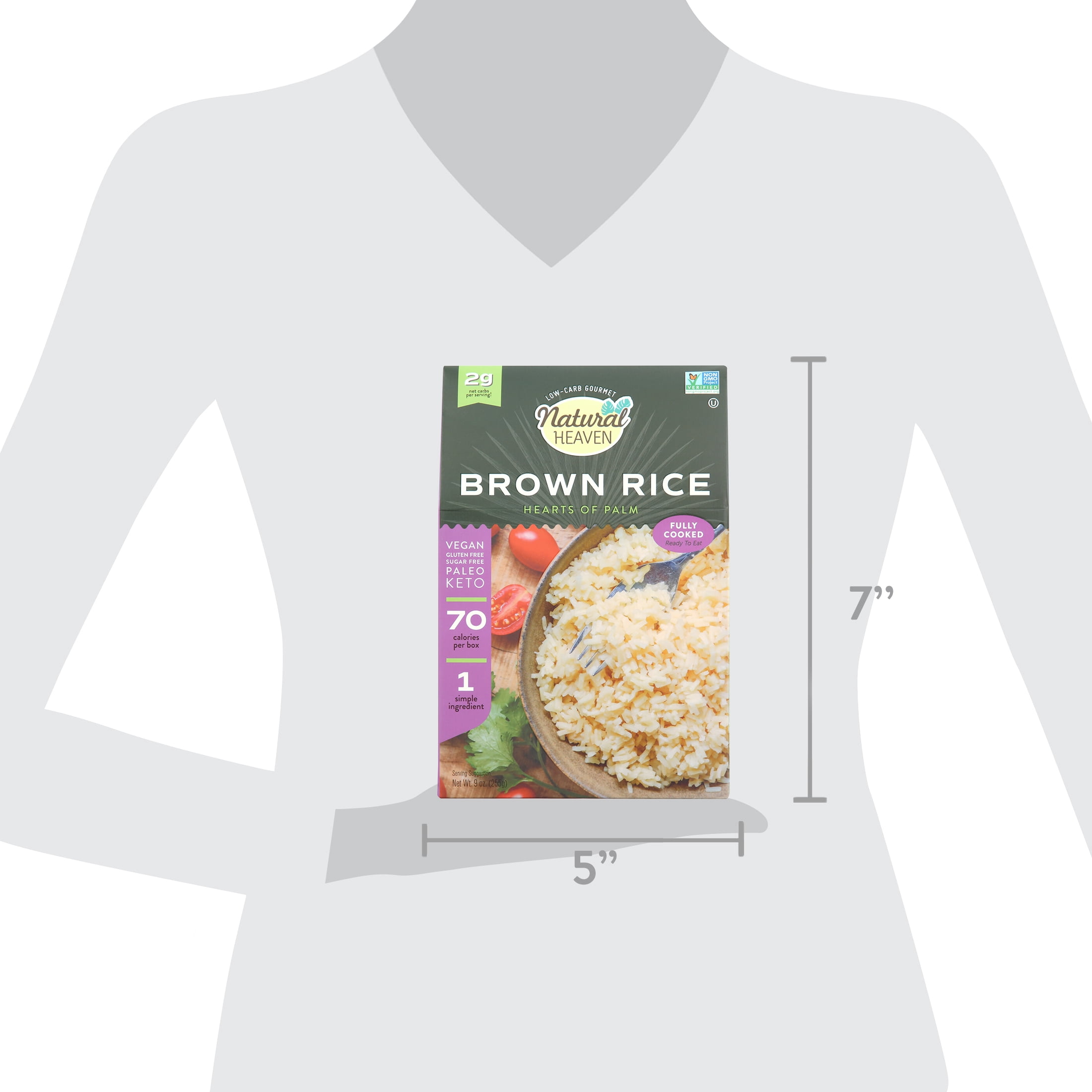 Natural Heaven Brown Rice, Hearts of Palm, 6-Pack – Naturally Rich in Potassium, Low-Calorie Veggie Rice, Keto & Gluten-Free Food, Vegan, 9 Oz Ea