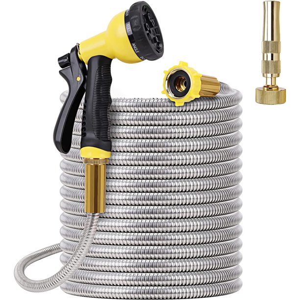 Metal Garden Hose 100FT Stainless Steel Heavy Duty Water Hose with