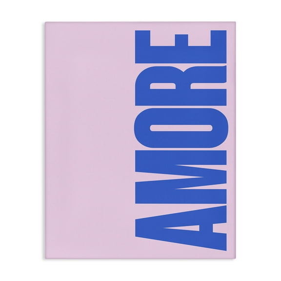 Stupell Industries Blue & Pink Amor Text & Numbers Painting Wrapped Canvas Art Print Wall Art, 16 x 20