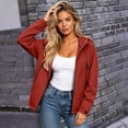 thumbnail image 3 of Zynoxe Plus Size Rain Jacket Women Trendy Waterproof Zip Up Adjustable Cuffs Raincoat with Drawstring Hood Outdoor Travel Hiking Windbreaker Red 4XL, 3 of 7
