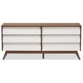 thumbnail image 4 of Bowery Hill Commode Double à 6 Tiroirs en Blanc et Brun Noyer, 4 of 7