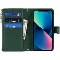 thumbnail image 5 of iPhone 13 Mini Phone Case Wallet for Women with Credit Card Holder, iPhone 13 Mini Crossbody Case with Strap Shoulder Lanyard, Zipper Pocket PU Leather Cases for iPhone 13 Mini,5.4" Dark Green, 5 of 18