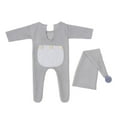 thumbnail image 2 of Harmtty Jacquard Pattern Romper, Flexible Jumpsuit for Newborn Photography, Baby Boy's/Girl's, Grey, 2 of 8