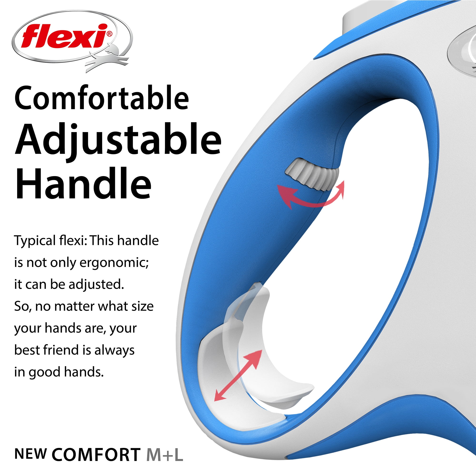 Flexi Comfort Large Tape Leash 16ft Adjustable Handle, Blue