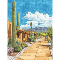 Desert Cactus and Southwestern Adobe Canvas Print/Wall Art， Perfect for Living Room， Bedroom， Office， Hallway， and Dining Room Decoration.