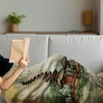 thumbnail image 3 of Gouache Soft Flannel Fleece Throw Blanket, Balinese Architecture Far Eastern History Nature Painting, Cozy Plush for Indoor and Outdoor Use, 50" x 60", Dusk Pale Khaki, by Ambesonne, 3 of 5