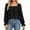 Black, variant on Women’s Square Neck Long Sleeve Blouse Puff Shoulder Ruffle Cuffs Top