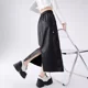 thumbnail image 5 of Falda de cintura alta en forma de A para mujer, estilo urbano, de longitud media, con abertura lateral, para otoño e invierno, cintura elástica, moda femenina A1487, 5 of 5