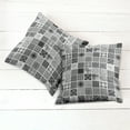 thumbnail image 2 of Ambesonne Grey Throw Pillow Cover 2 Pack, Plaid Patchwork Retro, 24", White Black Grey, 2 of 6