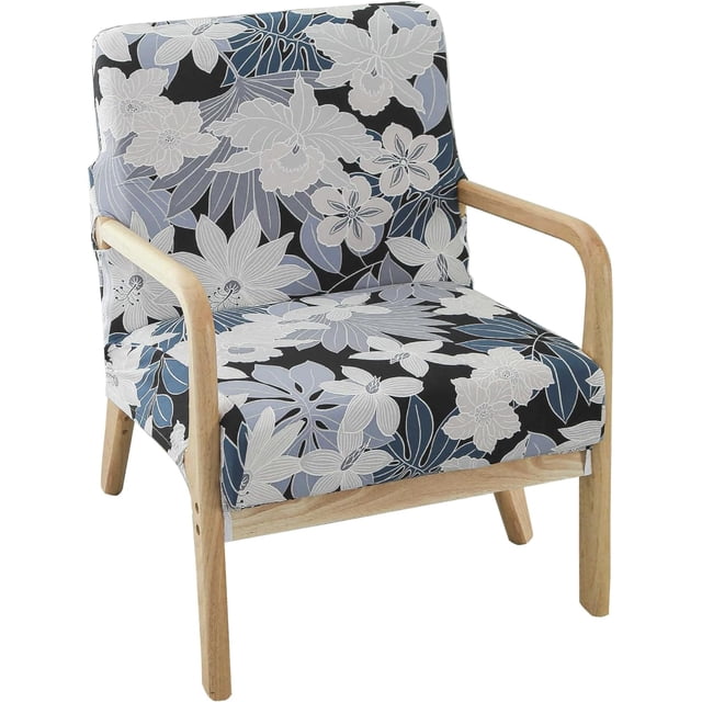 Housse de Chaise Moderne Mi-Siècle Imprimée Extensible pour Fauteuil de Lecture Housses de Chaise de Salon (Fleur)