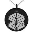 thumbnail image 1 of Stainless Steel Letter Z Initial 3D Cube Box Monogram Engraved Small Medallion Circle Charm Pendant Necklace, 1 of 1