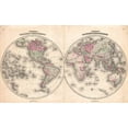 thumbnail image 2 of Johnson 24x16 Gold Ornate Wood Framed with Double Matting Museum Art Print Titled - 1862 Johnson Map of the World, 2 of 4