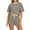 Khaki, variant on Womens Lounge 2 Piece Sets Summer Striped Matching Pajamas Set Short Sleeve Oversized T Shirts Drawstring Shorts Orange,M
