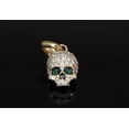 thumbnail image 3 of 14k Yellow Gold Plated 3Ct Round Cut Simulated Diamond Men's Halloween Party Skull Pendant 18"inch, 3 of 4