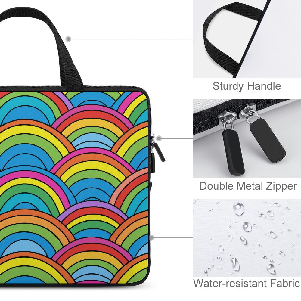 JRXY Colorful Rainbow Pattern Diving Fabric Laptop Carrying Bag Handle Case 15inch