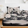 thumbnail image 6 of Cal.King Size Fitted Sheet Set - Halloween 3 Piece Bedding Sets 16" Deep Pocket Fitted Sheet with 2 Pillowcases, Farmhouse Skulls Pumpkins Crow Bats Spooky Rustic Brushed Microfiber Hotel Bed Sheets, 6 of 9