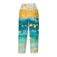 thumbnail image 4 of QATAINLAV Capri Pants for Women 2025 Summer Cotton Linen Hawaiian Print Wide Leg Cropped Pants with Pockets Multicolor 5XL Mother's Day Gifts, 4 of 6