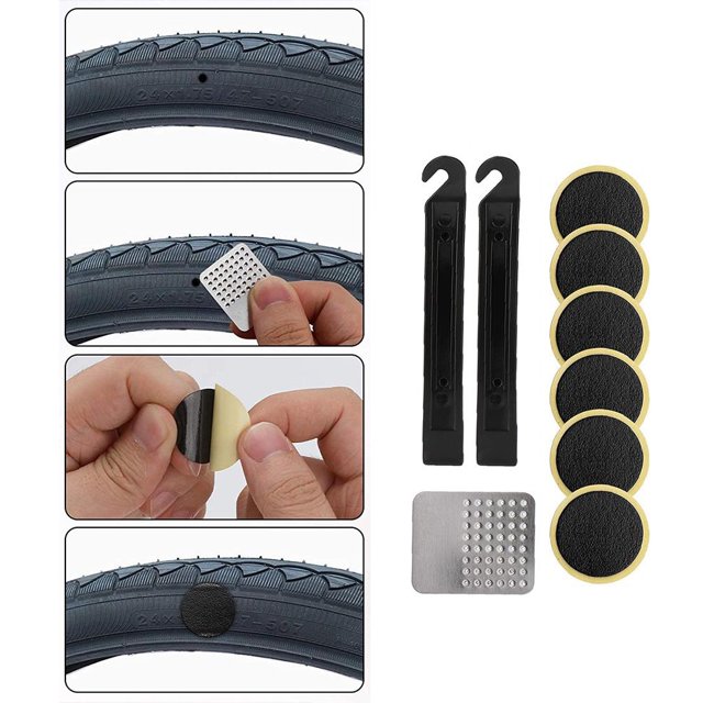 Kit de parches de neumáticos autoadhesivos sin pegamento, herramienta de parches de reparación de bicicletas, juego de herramientas de parches de reparación de bicicletas, kit de reparación de pinchazos de bicicleta, calidad superior