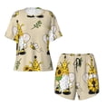 thumbnail image 4 of Picia Gnomes Bees And Sunflowers Pajamas Sets for Women Soft Short-Sleeved Pjs with Lounge Shorts Two Piece Sleepwear-4X-Large, 4 of 9