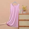 thumbnail image 2 of XINXIAOO Women's Summer Sleepshirt Nightgown Comfortable Round Neck Sleeveless Home Dress Loungewear Casual Basic Sleepwear For Women Pajama Shirt Women Sleep Clothes Lady Summer Nightgown plus Size, 2 of 6