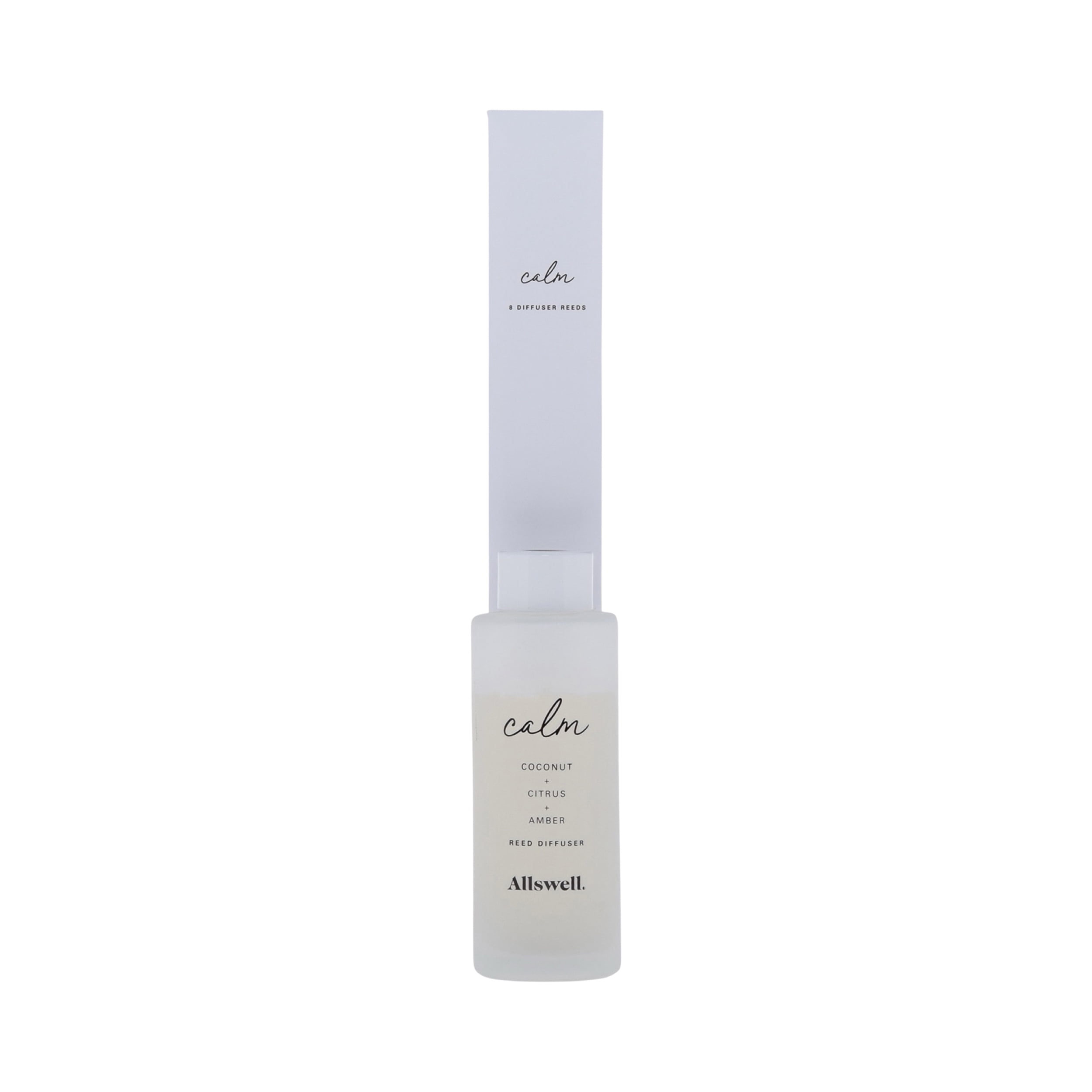 Allswell Calm (Coconut + Citrus + Amber) Scented Reed Diffuser 3 Fl Oz (90mL) With 8 Synthetic Reeds.