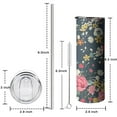 thumbnail image 6 of Flower Tumbler 20 Oz Travel Coffee Mug Floral Print Skinny Tumblers with Lid and Straw Stainless Steel Insulated Coffee Cups Gift for Flower Lover, 6 of 7