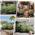 thumbnail image 5 of Spring Floral Outdoor Waterproof Pillow Covers, Yellow Green Pastoral Botanical Oil Painting Decorative Square Throw Pillowcase Sofa Cushion Sham for Patio/Couch/Chair, 18"x18" 2 Pack, 5 of 8