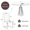 thumbnail image 3 of Katboc Modern Dining Table and 4Pcs Chairs Set, 35in Black Glass Top, Silver Flared Base & Faux Leather Seats, Compact for Small Kitchen, Living Room, Dining Area, Yellow, 3 of 7